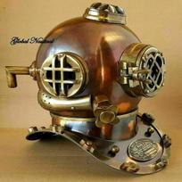 Us Navy Mark V Antique Diving Divers Scuba Šalmas Žalvarinis Plienas Viso dydžio jūrinis brown