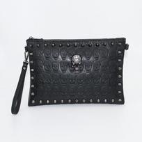 JIETOTYX Moteriška sankaba kaukolė apyrankė Kniedė Piniginė Punk sankabos rankinės Piniginė su petnešėlėmis Messenger Bag Party Phone Bag juoda