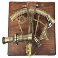 Maritime Antique Brass Vintage Brass 20.32 cm' Nautical Sextant with Hard Wood Box