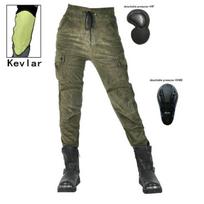 LOONG+BIKER+Corduroy Motociklo Cargo Kelnės Mergaitėms Antblauzdžiai Motociklo Kelnės Kevlar Plyšimui atsparios L armijos žalia spalva