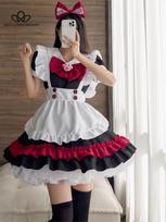 Nauja Japoniška Kawaii Lolita Suknelė Moterims Anime Miela Kavinės Tarnaitė Cosplay Kostiumėlis Rožinė Suknelė su iškirpte ilgomis rankovėmis S juoda