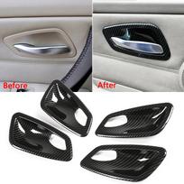 4 vnt. Anglies pluošto stiliaus vidinių durų rankenų dubenėlių dangtelio apdaila BMW E90 E91 M3 Sedan 2005 2006 2007 2008 2009 2010 2011 A