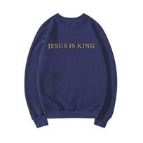 „Jesus Is King“ megztiniai Unisex Vyrai Moteriški megztiniai Krikščionių dovana „Jesus Crewneck“ megztiniai Grafiniai gobtuvai Gatvės aprangos viršūnės S tamsiai mėlyna spalva