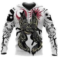 Vyriški drabužiai Vilkas Vikingas Tatuiruotė Spausdintas Hoodie Vyras Moterų Mada Kasdienis Harajuku Hiphop Megztinis Megztiniai Sudaderas Oversized S