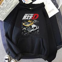 Drift AE86 Initial D 90s Fujiwara Takumi HachiRoku Hoodie Hip Hop Print Top Harajuku Unisexs Fashion Sweatshirt Japan Anime Graphic XL black