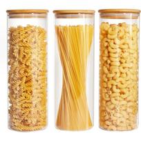 70oz Stikliniai Maisto Laikymo Stiklainiai, 3 Didelių Maisto Indų su Sandariais Bambukiniais Mediniais Dangteliais Rinkinys Makaronams, Riešutams, Miltams, Stikliniai Indeliai