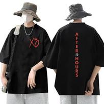 Dainininkė The Weeknd XO After Hours Letters Grafiniai marškinėliai Unisex hiphopo tendencijų marškinėliai Madingi medvilniniai dideli marškinėliai Gatvės drabužiai L