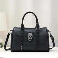 „Jierotyx“ gotikinio stiliaus kaukolės krepšys moterims „Steampunk“ dygliuoto dekoro Bostono krepšys, madingas viršutinės rankenos „crossbody“ krepšys, didelis juoda