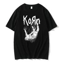 Amerikos dainininkės roko grupės „Korn Print“ grafiniai marškinėliai vasaros unisex trumpomis rankovėmis Gatvės drabužiai Unisex laisvalaikio grynos medvilnės marškinėliai L