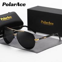 PolarAce Unisex metaliniai poliarizuoti lauko vairavimo akiniai spyruokliniai akiniai nuo saulės, UV400 auksas