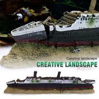 Resin Craft Titanic Lost Wrecked Boat Laivas Akvariumas Akvariumo žuvų bako ornamentas