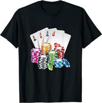 Pokerio Karalius Karalienė Korta Kazino Žetonas Azartiniai Lošimai Unisex Marškinėliai S