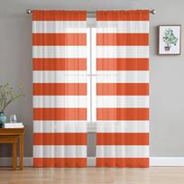 Dryžuotos oranžinės tiulio užuolaidos svetainei virtuvei šifono užuolaida miegamojo balkonui permatoma užuolaida madingas namų dekoras 135W x 114H(cm)