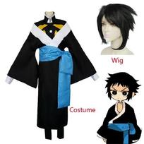Demon Slayer Kaigaku Cosplay Costumes Coat Pants Full Set Kimono Heat Resistant Synthetic Wig Anime Clothes Cosplay Costume Wigs L-(Costume+Wig)