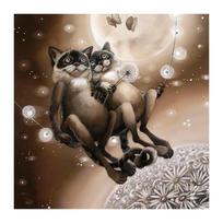Full 5D Diy Diamond Painting Cartoon swing cat Embroidery Cross Stitch Home Decor Handmade Gift 25x25cm brown