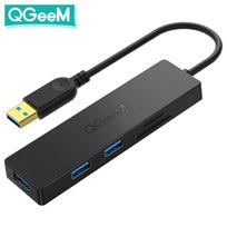 QGeeM USB šakotuvas 3.0 adapterio kortelių skaitytuvas USB skirstytuvas, skirtas Xiaomi nešiojamiesiems kompiuteriams Macbook Pro 2015 5 USB 3.0 šakotuvas, skirtas asmeninio kompiuterio priedams 5 Ports-0.17m pilka