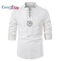Cosy Up medvilniniai lininiai marškiniai vyrams Siuvinėjimas Tvirtas tvarsčiu megztinis Chemise Veste Homme Streetwear Kvėpuojantys laisvi jogos drabužiai S balta