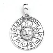 Saulės pakabukas, Rankų darbo papuošalai, Sidabrinis pakabukas-amuletas, Zodiako simbolio pakabukas