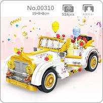 00310 Transporto priemonės modelis Medaus meilė Vestuvinė mašina Balionas Rožės gėlė 3D „pasidaryk pats“ Mini kaladėlės Statybinis žaislas vaikams be dėžutės
