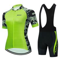2023 m. SALEXO Moterų dviratininkų apranga Roupa Jersey komplektai Žalios trumpos kelnės Lauko uniformos Kostiumai Summer Go Team dviratininkai, kvėpuojantys XS
