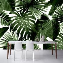 Retro atogrąžų miško nuotraukų tapetai Palmių bananų lapai 3D sieninė freska Kavinė Restoranas Teminis Viešbučio fonas Freskos 200 cm(W) x 140 cm(H)