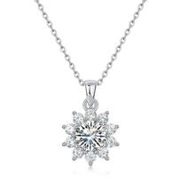 Jewelry Moissanite S925 Silver Collarbone Chain Female Bright Sunflower Necklace Pendant Snowflake Super Flash Luxury white