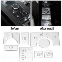 9PCS Alloy Interior Center Console Mode Button Sticker for Land Rover Range Rover Sport 2014 2015 2016 2017 Car