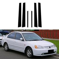 Automobilio statramsčių stulpai, skirti Honda Civic sedanui EU/ES/EP/EM 2001 2002 2003 2004 2005 Blizgūs juodi durelių apdailos dangtelių lipdukai stilius