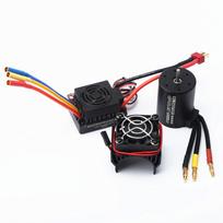 3650 4300KV šepetinis variklis ir 60A ESC ir aušintuvo dangčio derinys 1:8/1:10 Nuotolinio valdymo pultas Automobilis ir 4300KV juoda