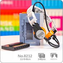 8212 Kasetė Muzika Walkman magnetofonas Dainų radijas ausinės aparatas Mini blokeliai Statybinis žaislas vaikams Be dėžutės