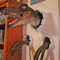 1 rinkinys Sieninė dinozaurų skulptūra Sienoje Menas Į sieną panašus į sieną sprogstantis dinozaurų biustas kabantis atrama Dervos pakabinamo ornamento kopija 1set geltona