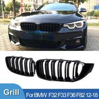 Automobilio priekinio buferio grotelių lenktyninės grotelės, skirtos BMW 4 serijai F32 F33 F36 M3 F80 M4 F82 12-18 Dviejų lentjuosčių blizgios juodos spalvos priedai