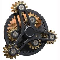 Gryno žalvario „Fidget Spinner“ pavarų jungtis „Fidget Giro“ žaislinis metalinis „pasidaryk pats“ rankinis suktukas su keliais aukščiausios kokybės guoliais (13 Guoliai) 10.2x10.2x3.5cm juoda