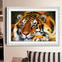 DIY Diamond Painting Tiger Cross Stitch Kit Mosaic Art Diamond Painting Full Circle/Square Diamond Home Decoration Round 20x30cm orange