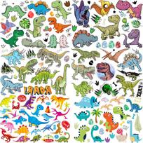 6 lapai 3D dinozaurų laikinos tatuiruotės vaikams berniukams vakarėlio reikmenys tatuiruočių lipdukas blizgantis gimtadienio netikras T-Rex dino tatuiruočių rinkinys