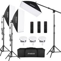 „Andoer Studio Photography Light Kit“ „Softbox“ apšvietimo rinkinys su 85 W 2800K-5700K dviejų spalvų temperatūra EU Plug juoda