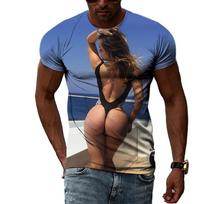 Hip Hop Beach Seksuali mergina 3D HD spausdinimas Vasariniai vyriški marškinėliai Juokingi alternatyvi mada Kietai greitai džiūstantys klasikiniai marškinėliai su iškirpte 6XL XS