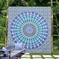 Psychedelic Peacock Mandala Pakabinamas Gėlėtas auksinis patalynė Gobelenas Queen size paklodė