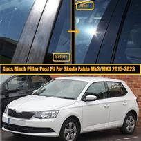 Automobilio statramsčių stulpelių durų langų apdailos dangtelių komplektai, skirti Skoda Fabia Mk3 (NJ) 2015-2021 Mk4 2022-2023 BC stulpelio lipdukas black
