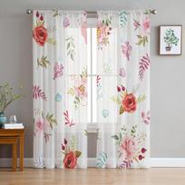 Gėlės Lapai Permatomos užuolaidos svetainei Miegamojo Vaikų kambario Tiulis langų apmušalai 135W x 114H(cm)