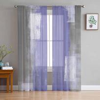 Violetinės aliejinės tapybos tekstūros permatomos tiulio užuolaidos, skirtos svetainei miegamojo virtuvei langams Voile užuolaidos namų dekoravimui 135W x 114H(cm)