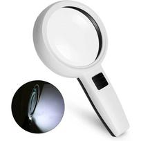 Rankinis didinamasis stiklas 30x dvigubo sluoksnio 110 mm apšviestas skaitymo didinamasis stiklas su LED lempute balta