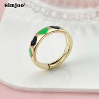SIMJOO Fashion Naujas mišrių spalvų aliejus Meilės atidarymo žiedas Moteriška asmenybės žiedas open