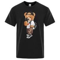 Meškiukas Fotografuojantis T-shirt Animacinis Grafinis Spaudinys T-shirt Madingas Laisvalaikio Apvalus Kaklas Didelio Dydžio Trumpomis Rankovėmis T-shirt Moterims 4XL
