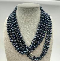 7-8mm TAHITIAN BLACK PEARL NECKLACE 100 INCH