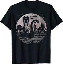 Bigfoot Loch Ness Monster Mothman ir ateiviai Juokingi Cryptid Unisex marškinėliai XXXXL gray