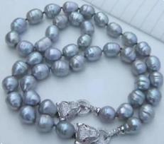 Set of 11-12mm south sea baroque silver grey pearl necklace18   bracelet 7.5INCH