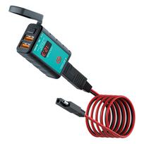 SAE USB adapteris, vandeniui atsparus motociklo USB telefono įkroviklis 6.8A Max Dual USB QC 3.0, greitas įkrovimas su voltmetro / išjungimo jungikliu, 3 montavimo būdai 6.66x3.8x2.13cm juoda