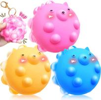 3 vnt Pop Ball Fidget žaislai, Pop Streso kamuoliukai, Suspaudžiamas sensorinis žaislas 3D silikoninis stumiamas burbulas, šokinėjantis „Fidget Ball“ nerimo streso malšinimas mergaitėms, vaikams 6.6x6.5x5.8cm,3pcs pink