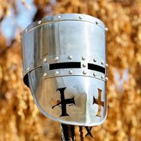 Tamplierių šalmas Viduramžių kryžiuočių šalmas riterio šalmas Viduramžių šarvų šalmas Sidabrinės apdailos Cosplay šalmas Geriausia dovana